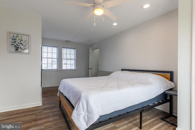 10429 Brighton Rd, Ocean City, MD 21842 - bedroom with wood finished floors, baseboards, recessed lighting, and a ceiling fan