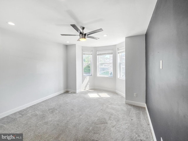 3906 Reisterstown Rd, Baltimore, MD 21215 - spare room with carpet flooring, recessed lighting, baseboards, and a ceiling fan