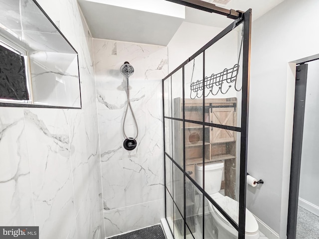 3906 Reisterstown Rd, Baltimore, MD 21215 - bathroom featuring toilet and a marble finish shower