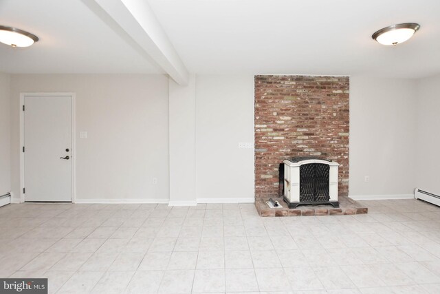 19468 Youngs Cliff Rd, Sterling, VA 20165 - unfurnished living room featuring a fireplace and baseboards