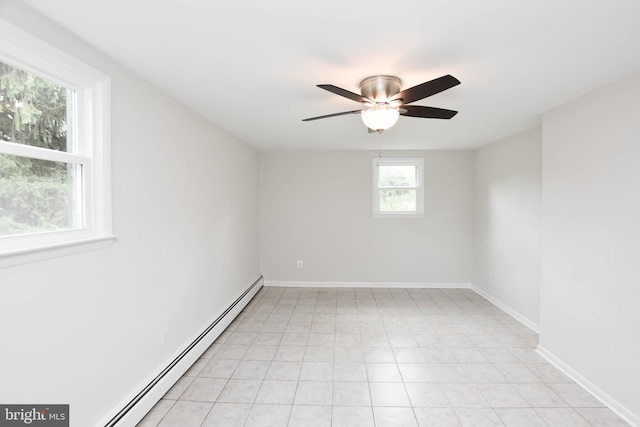 19468 Youngs Cliff Rd, Sterling, VA 20165 - unfurnished room featuring baseboard heating, a ceiling fan, and baseboards