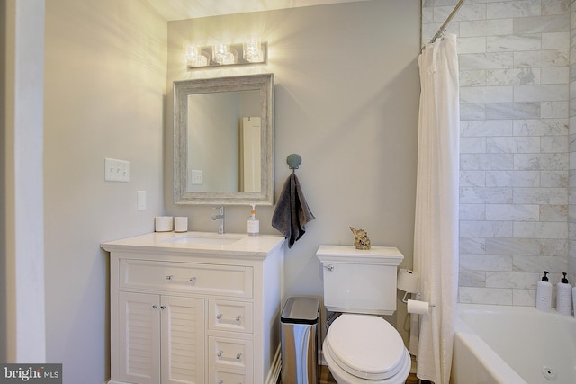 20938 Olen Mattingly Rd, Avenue, MD 20609 - bathroom featuring toilet, shower / tub combo with curtain, and vanity