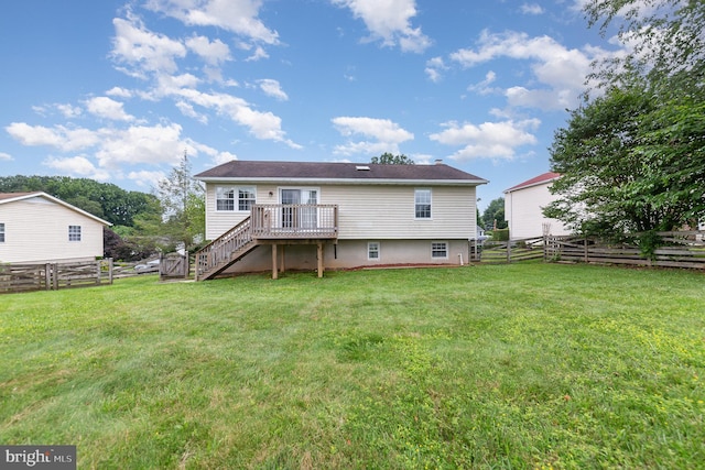 2943 Strathaven Ln, Abingdon, MD 21009 - rear view of house featuring stairway, a fenced backyard, and a wooden deck