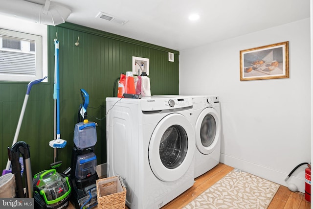 307 Kendall Blvd, Oaklyn, NJ 08107 - washroom with washer and clothes dryer, visible vents, laundry area, and wood finished floors