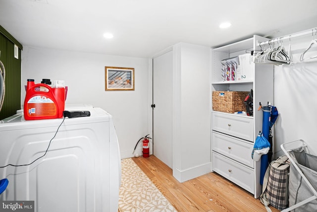 307 Kendall Blvd, Oaklyn, NJ 08107 - laundry room featuring recessed lighting, light wood-type flooring, separate washer and dryer, and laundry area