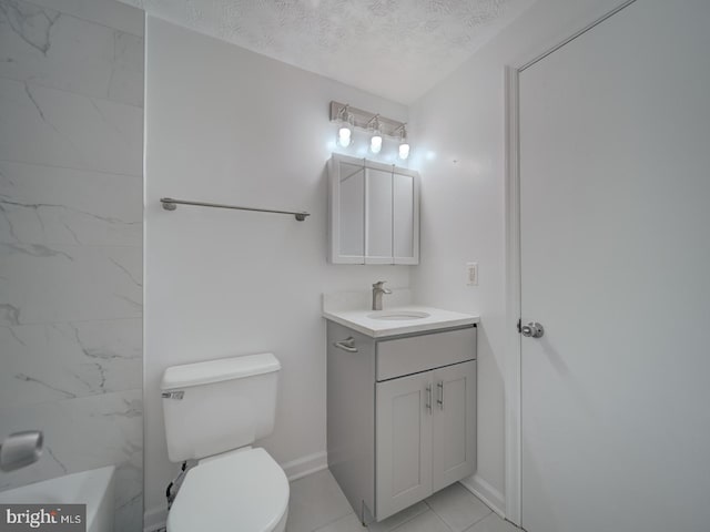 1566 Lodge Pole Ct, Annapolis, MD 21409 - bathroom with vanity, toilet, a washtub, a textured ceiling, and tile patterned floors