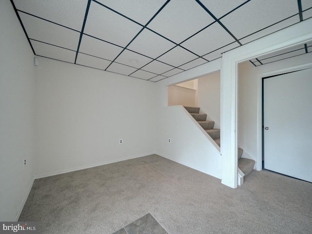1566 Lodge Pole Ct, Annapolis, MD 21409 - below grade area featuring baseboards, carpet, stairs, and a drop ceiling
