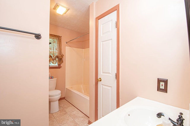 302 Parkside Rd, Linden, VA 22642 - bathroom featuring toilet, a textured ceiling, tile patterned floors,  shower combination, and vanity