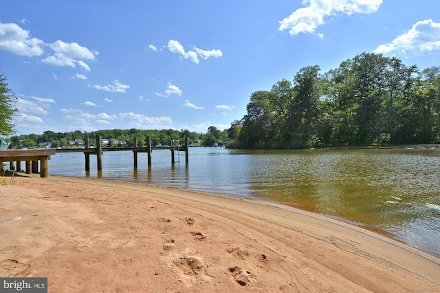 dock area featuring a water view