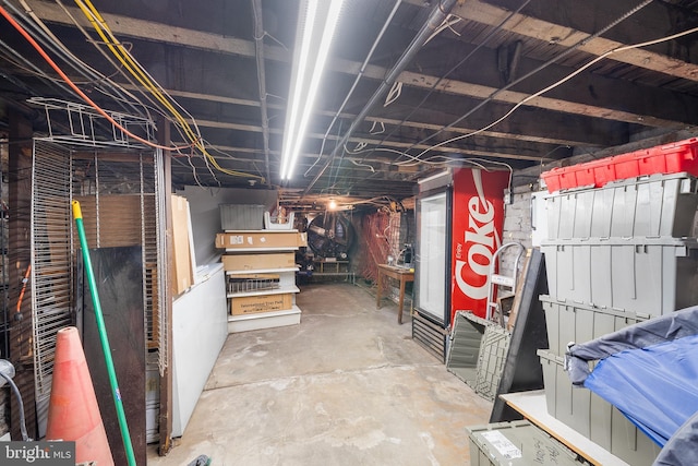view of unfinished basement
