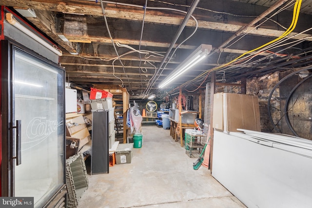 view of unfinished basement