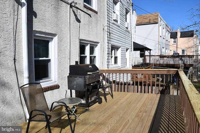 deck featuring grilling area