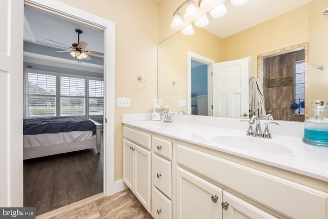 13115 Muirfield Ln, Berlin, MD 21811 - ensuite bathroom featuring double vanity, ensuite bath, a sink, and a ceiling fan
