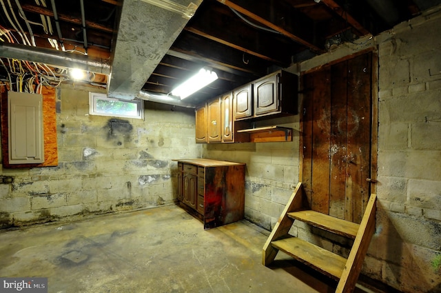 below grade area featuring electric panel