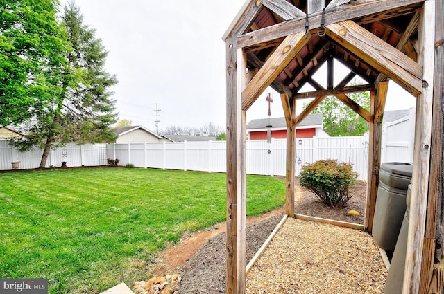 view of yard featuring a fenced backyard