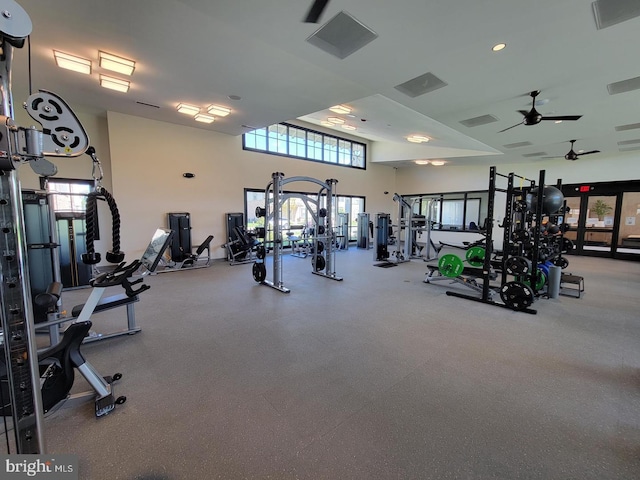 3858 Carriage Hill Dr, Frederick, MD 21704 - gym with a ceiling fan and visible vents