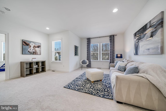 24642 Black Willow Dr, Aldie, VA 20105 - living room with recessed lighting, carpet flooring, and baseboards