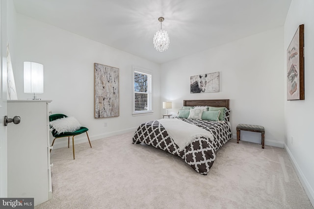 24642 Black Willow Dr, Aldie, VA 20105 - bedroom with baseboards, carpet flooring, and a notable chandelier
