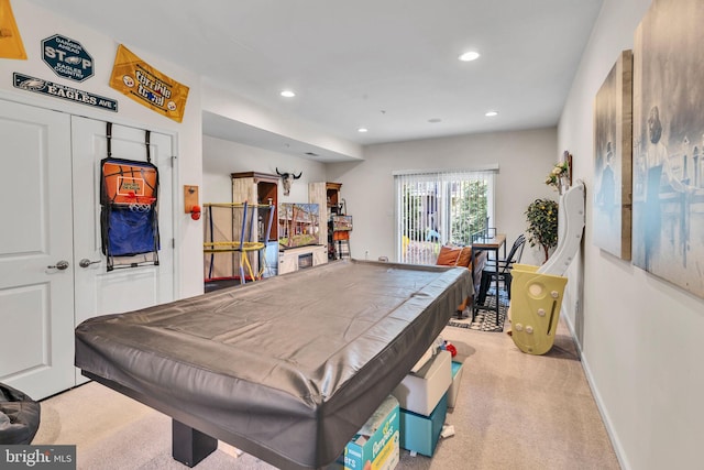 521 White Oak Dr, Glen Burnie, MD 21060 - playroom with recessed lighting, carpet, baseboards, and billiards