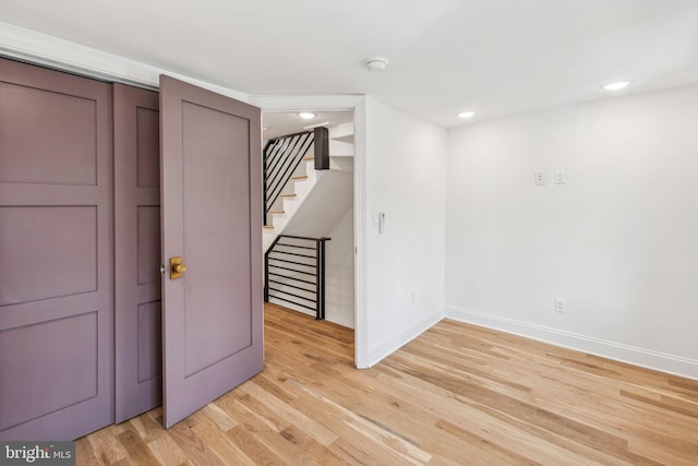 1129 E Berks St, Philadelphia, PA 19125 - basement with recessed lighting, baseboards, light wood finished floors, and stairs