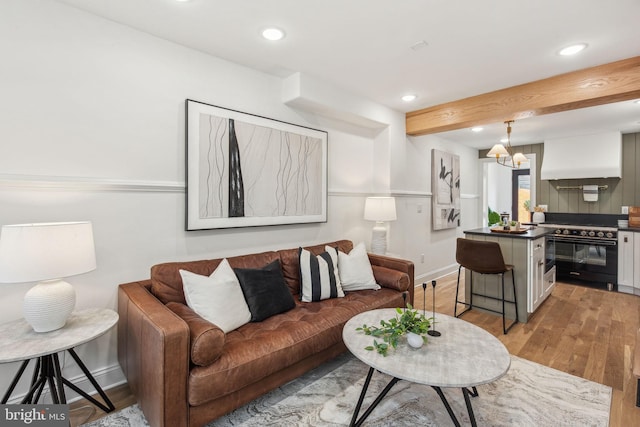 1129 E Berks St, Philadelphia, PA 19125 - living area with baseboards, light wood finished floors, and recessed lighting