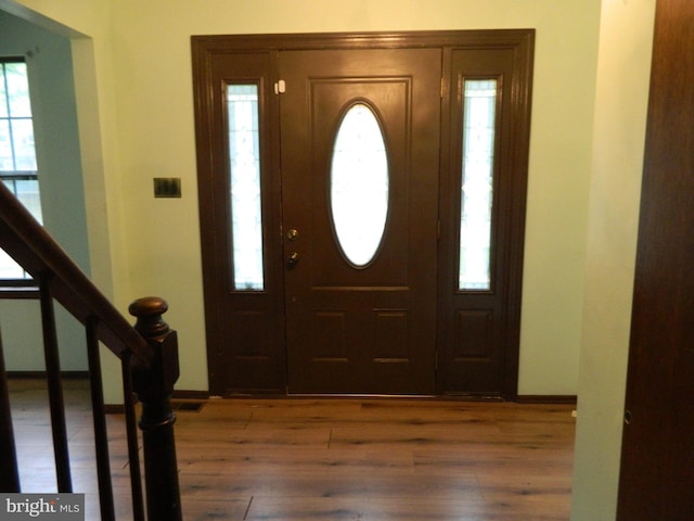 134 Country Ln, Sicklerville, NJ 08081 - entrance foyer with wood finished floors, baseboards, and stairs