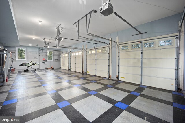 garage with a garage door opener
