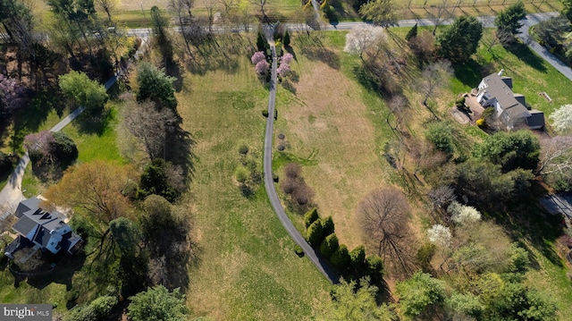 aerial view featuring a rural view