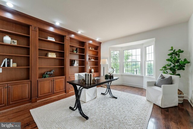 18102 Eaglesham Ct, Leesburg, VA 20175 - office space with dark wood-style flooring, baseboards, and recessed lighting
