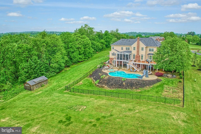 18102 Eaglesham Ct, Leesburg, VA 20175 - view from above of property featuring a pool
