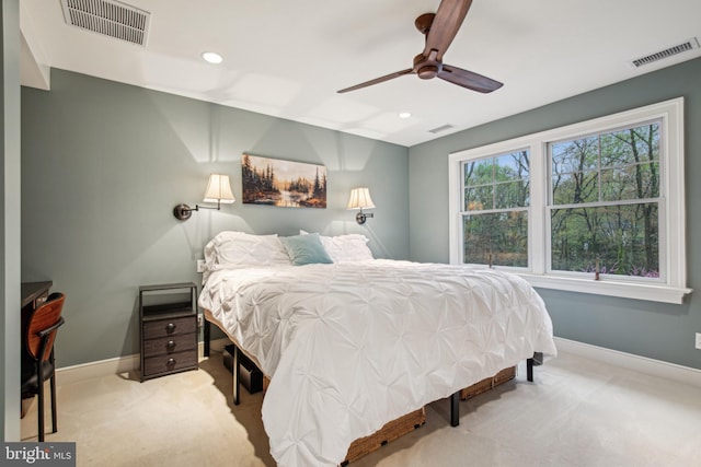 810 Macsherry Dr, Arnold, MD 21012 - carpeted bedroom featuring recessed lighting, visible vents, baseboards, and ceiling fan
