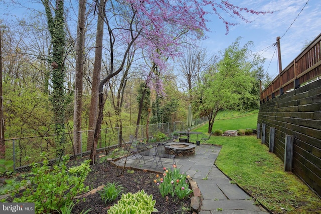 810 Macsherry Dr, Arnold, MD 21012 - view of yard featuring a patio area, fence, and an outdoor fire pit