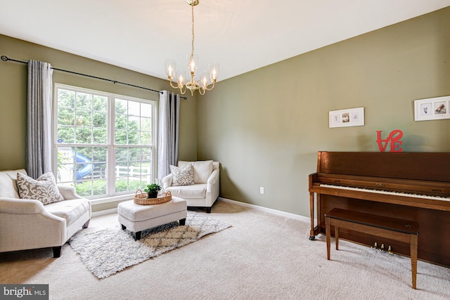 24 W Shakespeare Dr, Middletown, DE 19709 - living area featuring a chandelier, carpet, and baseboards