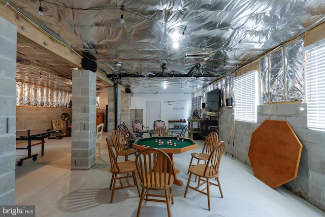 dining room with finished concrete floors