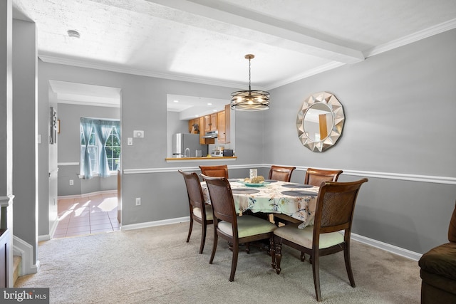 458 Silver Ct, Westminster, MD 21158 - dining area featuring light carpet, ornamental molding, and baseboards