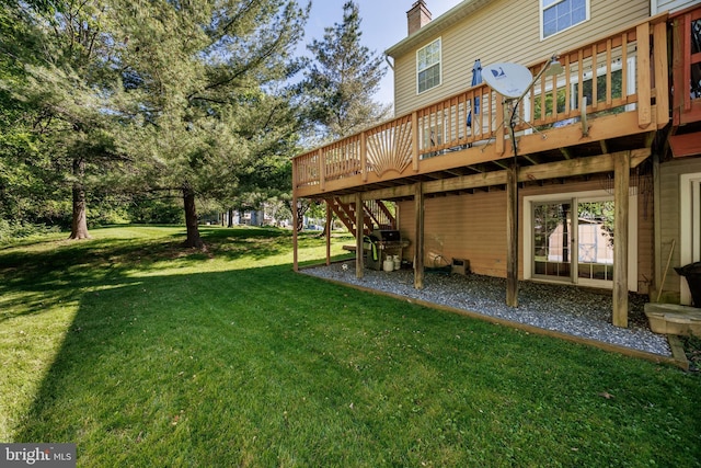 458 Silver Ct, Westminster, MD 21158 - view of grassy yard with a wooden deck and stairs