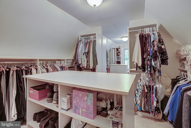 walk in closet featuring carpet