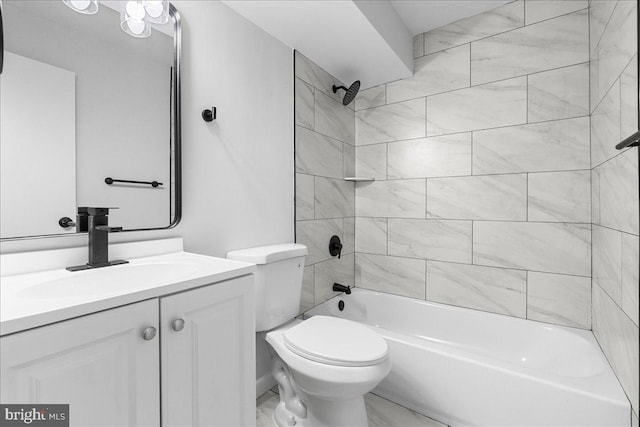 full bathroom featuring shower / washtub combination, toilet, and vanity