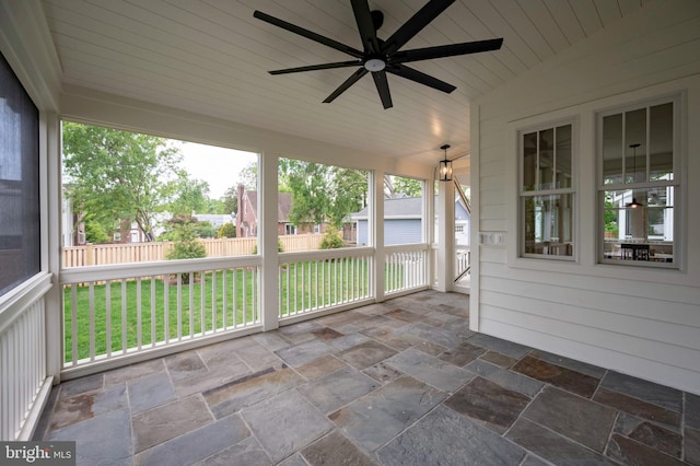view of patio / terrace featuring ceiling fan