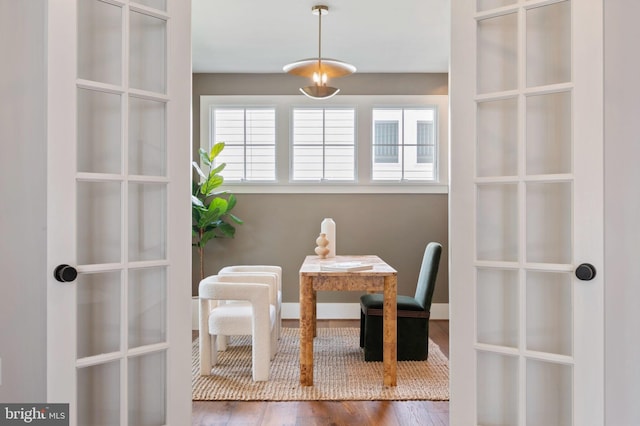 office area with wood finished floors