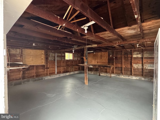 garage featuring wooden walls