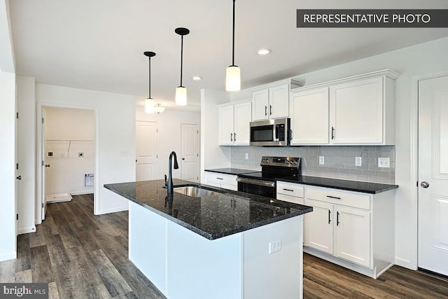 346 Acer Ave Lot 728B, State College, PA 16803 - kitchen with white cabinets, dark wood-style flooring, a sink, and stainless steel appliances