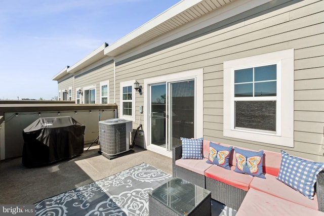 view of patio / terrace featuring outdoor lounge area and cooling unit