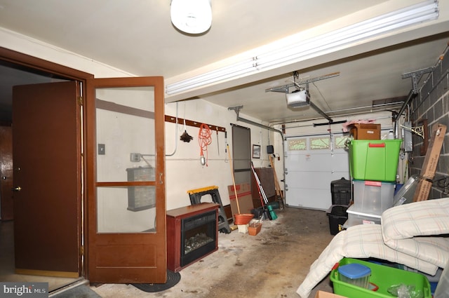 garage with a garage door opener