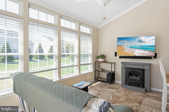 37959 Bayview Cir E, Selbyville, DE 19975 - living area with plenty of natural light, stone finish floor, baseboards, and crown molding