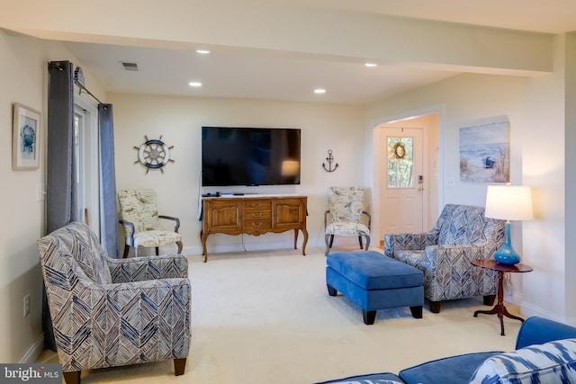119 Bald Eagle Dr, Montross, VA 22520 - living area featuring carpet floors, recessed lighting, baseboards, and visible vents
