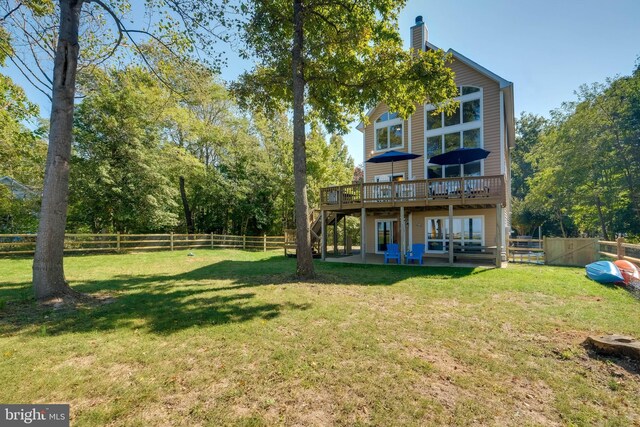 119 Bald Eagle Dr, Montross, VA 22520 - rear view of property featuring a fenced backyard, a wooden deck, and a yard
