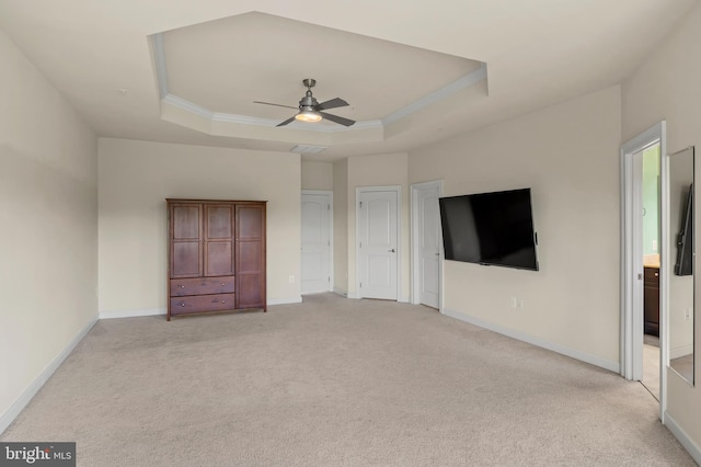 15343 Tewkesbury Pl, Upper Marlboro, MD 20774 - unfurnished bedroom with light carpet, ornamental molding, baseboards, a raised ceiling, and ensuite bathroom