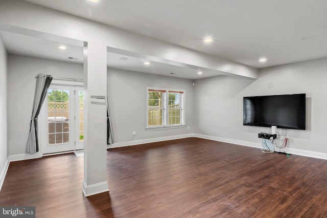 15343 Tewkesbury Pl, Upper Marlboro, MD 20774 - unfurnished living room with wood finished floors, baseboards, and recessed lighting