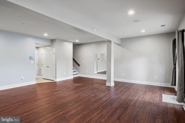 15343 Tewkesbury Pl, Upper Marlboro, MD 20774 - finished basement featuring stairway, wood finished floors, baseboards, and recessed lighting